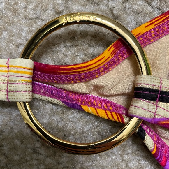 Luli Fama Striped Halter  & Gold Ring Bikini - Picture 3 of 4